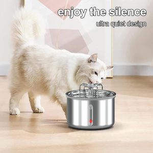 Distributeur d'eau automatique pour chat en acier inoxydable 2026, entièrement transparent/blanc, alimentation par charge, pour extérieur, 800g - Product Image 5