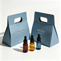 Boîte en carton ondulé couleur unie avec poignée portable, imprimée en dégradé, pour collection d'échantillons de cosmétiques et de produits de beauté