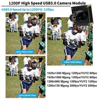 Module de caméra ELP 2.3MP USB 3.0 à obturateur global, haute vitesse 1200P 120FPS 720P 200FPS avec objectif sans distorsion pour vision industrielle