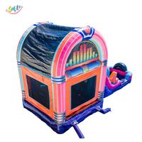 Structure gonflable musicale avec toboggan et design jukebox pour location de fêtes d'enfants