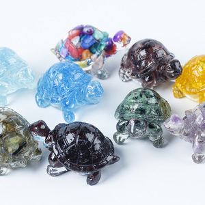 Ingrosso Tartaruga in resina di cristallo naturale tecnica di intaglio al quarzo schiacciato ornamenti da scrivania animale decorazione per la casa Idea regalo - Product Image 4