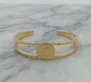 DIVYORO Designer Heritage Motif Gold Kada Bracelet for <b>Men</b> Premium Gold Finish Traditional Fashion Jewelry Statement <b>Bangle</b> - Product Image 3