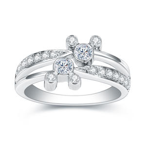 Anillo de Diamantes Redondos Chapado en Oro Blanco S925 MSR-1514 de Messi Jewelry para Mujer - Product Image 1