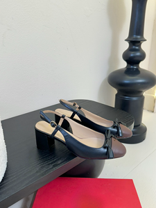 Leopard Print Cap Toe Slingback <b>Block</b> Heel Pumps with Bow Tassel - Product Image 3
