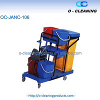 Chariot de service ménager commercial à roulettes O-Cleaning, chariot de nettoyage roulant, chariot de stockage des déchets pour hôtel/bureau