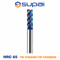 Fraise à queue en carbure monobloc SUPAL haute performance HRC65 70, revêtement Nano-Blue, 4 dents, pour acier trempé