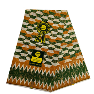 Tessuto in <span class=keywords><strong>Cotone</strong></span> <span class=keywords><strong>Organza</strong></span> Stampato Kente <span class=keywords><strong>di</strong></span> Alta Qualità, 6 Iarde, Peso Medio, per Abbigliamento, Tessuto Cerato Dorato - Product Image 4