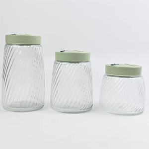 Cổ Điển Thân Thiện Với Môi Không-Độc Hại Thủy Tinh Nhà Bếp Lưu Trữ Lọ Kín Thực Phẩm Container Màu Xanh Lá Cây Nắp Cho Đậu Yến Mạch Phòng Ăn Đảng - Product Image 1