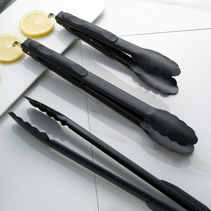 Pinces à nourriture noires antiadhésives pour le marché européen, pour barbecue et buffet - Product Image 1