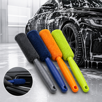 Brosse de nettoyage de roues de voiture en microfibre premium, kit de nettoyage de jantes et pneus à poils doux, fournitures de detailing personnalisées