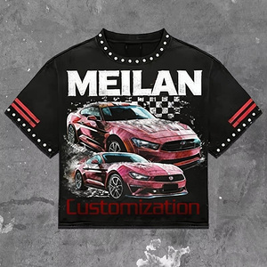 Set di t-shirt senza maniche da <span class=keywords><strong>uomo</strong></span> personalizzato gilet in maglia traspirante stampa grafica estiva a due pezzi con strass Street Design allentato - Product Image 3