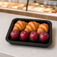 Barquette en plastique noire jetable pour emballage sous vide, emballage alimentaire, approvisionnement direct commercial, conteneur pour aliments pour animaux de compagnie