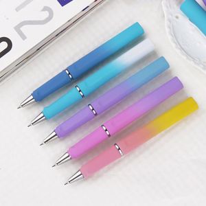 Stylos gel en plastique écologiques personnalisés en gros avec logo, dégradé rose tendance, pointe 0,5 mm, grande capacité d'encre, écriture fluide, marque personnalisée - Product Image 1