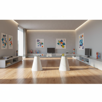 Ensemble de table de ping-pong moderne 2-en-1 avec base en acier inoxydable et plateau en verre trempé, écologique, durable, pour le sport en intérieur/extérieur