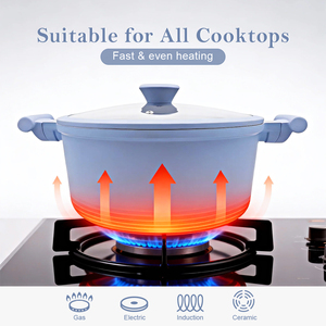Casserole à soupe compatible induction Sanlang, en <span class=keywords><strong>aluminium</strong></span> moulé durable avec revêtement céramique antiadhésif, sans PFAS - Product Image 6