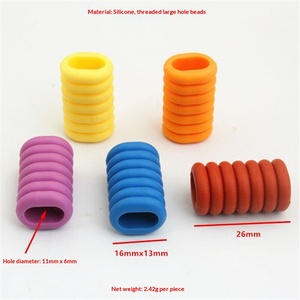 Aksesori Rambut Gimbal untuk Anak Perempuan, Hiasan Kepala Kepang, Cincin Rambut Silikon, Manik-Manik Berlubang Besar Berwarna-warni, Elastisitas Tinggi - Product Image 3