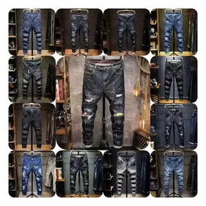 Jeans elastis pria, celana panjang kasual Korea ramping musim semi 2023 untuk lelaki