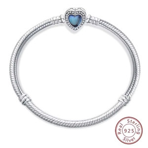 <span class=keywords><strong>Pulsera</strong></span> <span class=keywords><strong>Pandora</strong></span> de Plata 925 de 16-21 cm con <span class=keywords><strong>Estrella</strong></span>, Luna, Trébol de Cuatro Hojas y Circonita Verde, Compatible con Dijes DIY, Regalo de Joyería para Cumpleaños, Cadena de Serpiente - Product Image 3