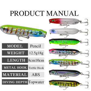 Esca Artificiale da Pesca Pencil Galleggiante Long Trolling 12.5g/18g Esca Popper Topwater Galleggiante per Persico <span class=keywords><strong>Trota</strong></span> Carpa - Product Image 3
