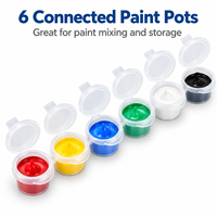 Boîtes de peinture acrylique vides 6 couleurs, 3 ml, pots de peinture connectés, étui palette de peinture, conception détachable - pour acrylique