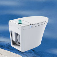 Toilette intelligente avec chasse d'eau automatique, bidet à eau chaude, toilette électronique monobloc avec siège chauffant, lumière nocturne, fonction d'auto-nettoyage