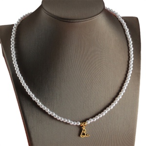 Dainty Women Accessories Custom Personalized Jewelry Pearl Necklace 26 Initial Letter Charm Necklace - Product Image 2