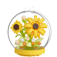 Nouveau jouet de construction en blocs transparents en forme de fleurs 7591-7599, cadeau, modèle de rose, tournesol
