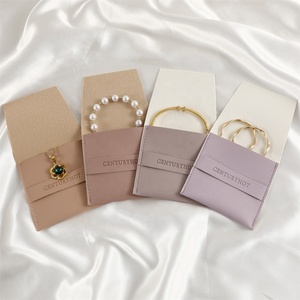 PUPPYSEW Wholesale 8*8cm PU Leather <b>Envelope</b> Pouch Jewelry Pouch Bag Ring Bracelet Necklace Bag with logo Custom - Product Image 1