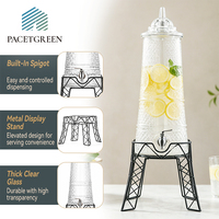 Distributeur de boissons en verre moderne fait main avec robinet intégré, support métallique, grande capacité, anti-goutte, compatible lave-vaisselle, contrôle facile