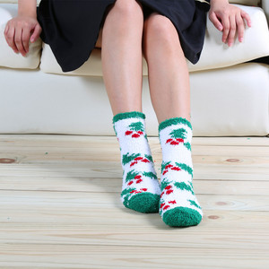 Calcetines gruesos y peludos para invierno, calcetín cálido de punto con decoración navideña, antideslizante, 100 - Product Image 6