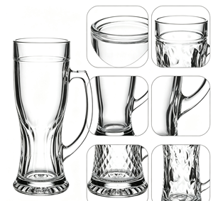 Large 17Oz Thick Silver Glass Durable Portable Retro Mug Handle <b>Pub</b> Style Stein Draft Beer Iced Tea Thermal Transfer Promotional - Product Image 2