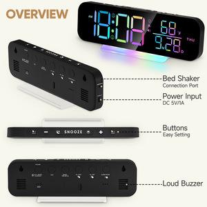 RGB Color <b>LED</b> Digital Alarm <b>Clock</b> With Vibrator 8 Lighting Modes Touch Control USB Powered Smart Table <b>Clock</b> - Product Image 3