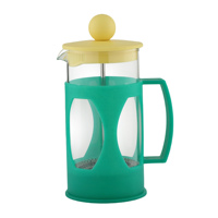 Presse à café en verre borosilicate résistant à la chaleur, coque multicolore, pour la maison, le balcon, le jardinage, les loisirs, logo personnalisé