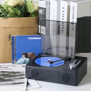Mini tourne-disque vintage style lecteur CD, radio FM BT, USB, MP3, système stéréo portable pour la maison, bureau, coffret cadeau - Product Image 6