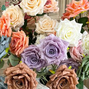 Roses flocon de neige à tige unique, fleurs en soie, décoration de mariage, fleurs artificielles, origine Chine - Product Image 3