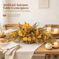 Guirlande artificielle en gros de ginkgo et fougère d'automne, fausse guirlande florale de feuillage mixte pour la décoration de table, cheminée, mur et maison en automne
