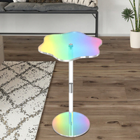 Table basse de console de hauteur réglable pliable en acrylique arc-en-ciel moderne en forme de fleur pour meubles de salon et de maison