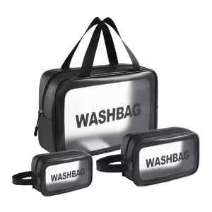 Wholesale Custom Logo Transparent Wash Bag Clear Waterproof <strong>Make</strong> <strong>up</strong> Pouch Cosmetic Zipper Bag Durable Toiletry Bag with Handle - Product Image 6