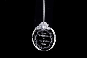 क्रिस्टल व्यक्तिगत उत्कीर्ण ग्लास का सम्मान पहले क्रिसमस आभूषण लटकाने वाला पेलेंट क्रिसमस ट्री उपहार के लिए आभूषण - Product Image 3