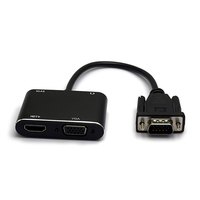 Câble adaptateur convertisseur mâle VGA vers HDTV et VGA femelle avec Audio 3.5mm et Port d'alimentation 5V pour projecteur de moniteur d'ordinateur portable PC