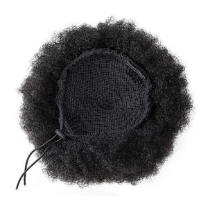 100% 2025 più economico capelli umani remy ricci afro con coulisse capelli umani coda di cavallo panino per donne nere - Product Image 1