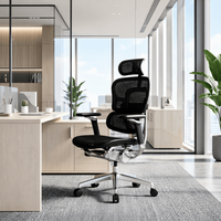 Chaise de bureau de direction ergonomique inclinable et pivotante en maille, avec piètement en aluminium, idéale pour le gaming et le travail.