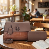Ensemble de sacs à main en cuir PU imprimé crocodile de la marque PEDRA, sac à main pour femmes avec portefeuille long et bandoulière amovible, sac à bandoulière pour femmes