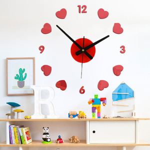 Horloge murale en forme de cœur DIY, horloge numérique silencieuse en acrylique 3D, autocollants muraux, montres à quartz pour la décoration de la maison, du salon et de la chambre - Product Image 6