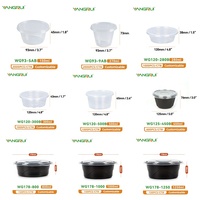 Bol rond en plastique noir jetable, robuste, pour salade, fruits, repas chauds, à emporter, conteneur alimentaire, soupe