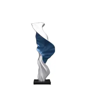 Modern abstract handmade blue and white pop art fiberglass composite sculpture