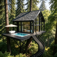 Capsule spatiale extérieure contemporaine en structure acier de haute qualité pour appartements, hôtels et camping