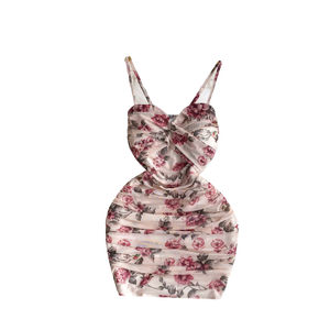 Zomerse bloemenjurkjes met gerimpelde details, bodycon mini-jurkjes voor dames, spaghettibandjes, sweetheart halslijn, cami-jurk - Product Image 5