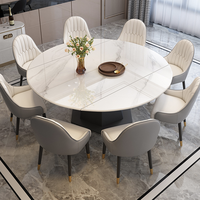 Table à manger ronde en pierre frittée, ensemble de table à manger ronde avec 4 chaises Bjflamingo Table à manger en pierre frittée marbrée
