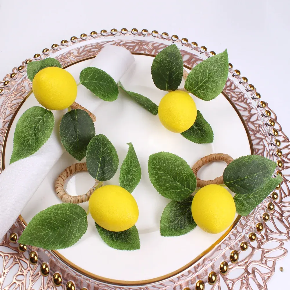 12 pz/lotto portatovaglioli limone anello da tavolo forniture per feste di natale banchetto porta tovaglietta decorazione tavola